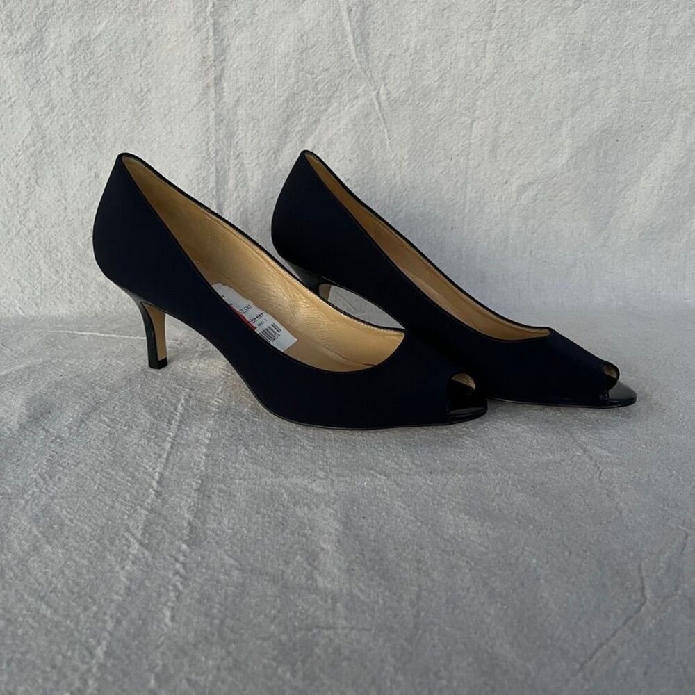 Bruno Magli High heel Navy blue pumps open toed size 9 - Picture 2 of 9
